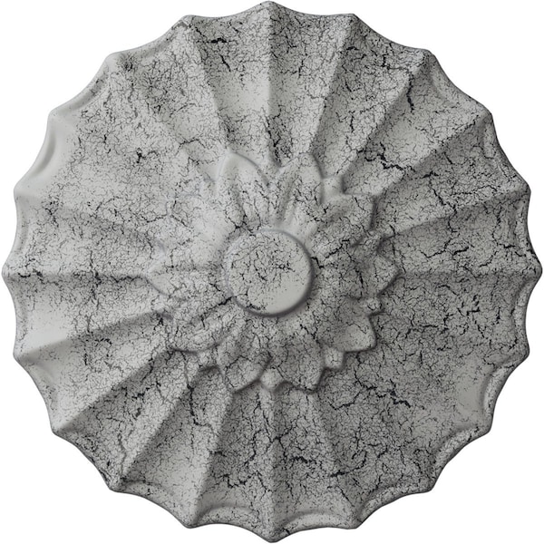 Ekena Millwork Shakuras Ceiling Medallion (Fits Canopies up to 1 3/8"), 9"OD x 1 3/8"P, Ultra Pure White Crackle CM09SHUWC - main